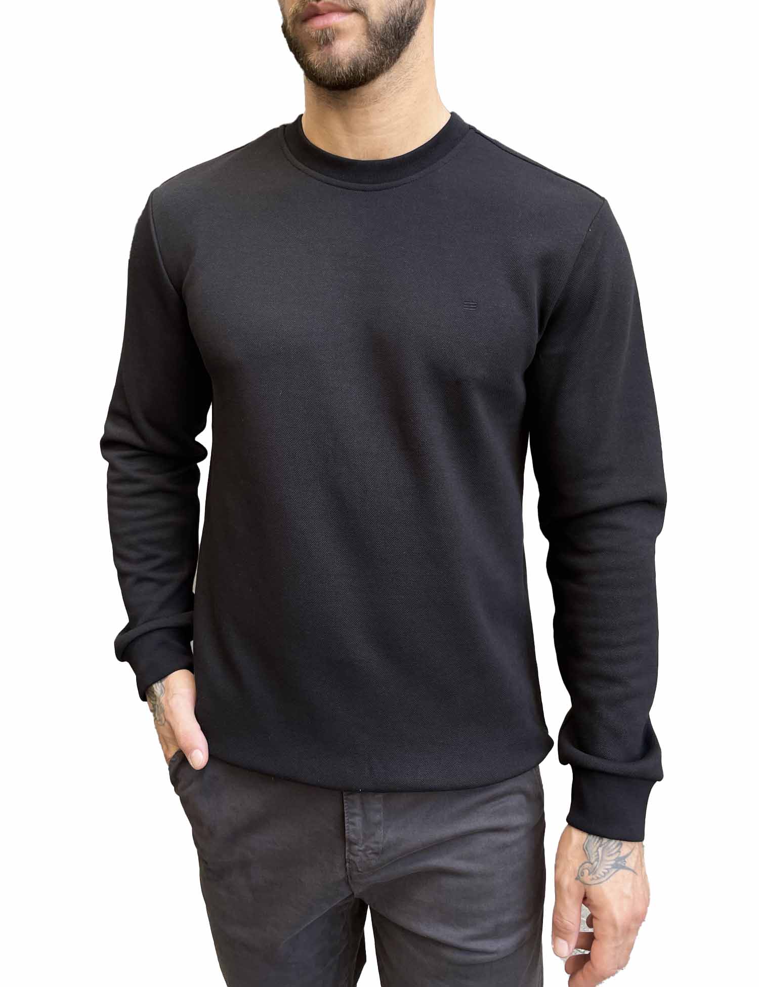 Ανδρική μαύρη πικέ μακρυμάνικη μπλούζα 4403M φωτογραφία